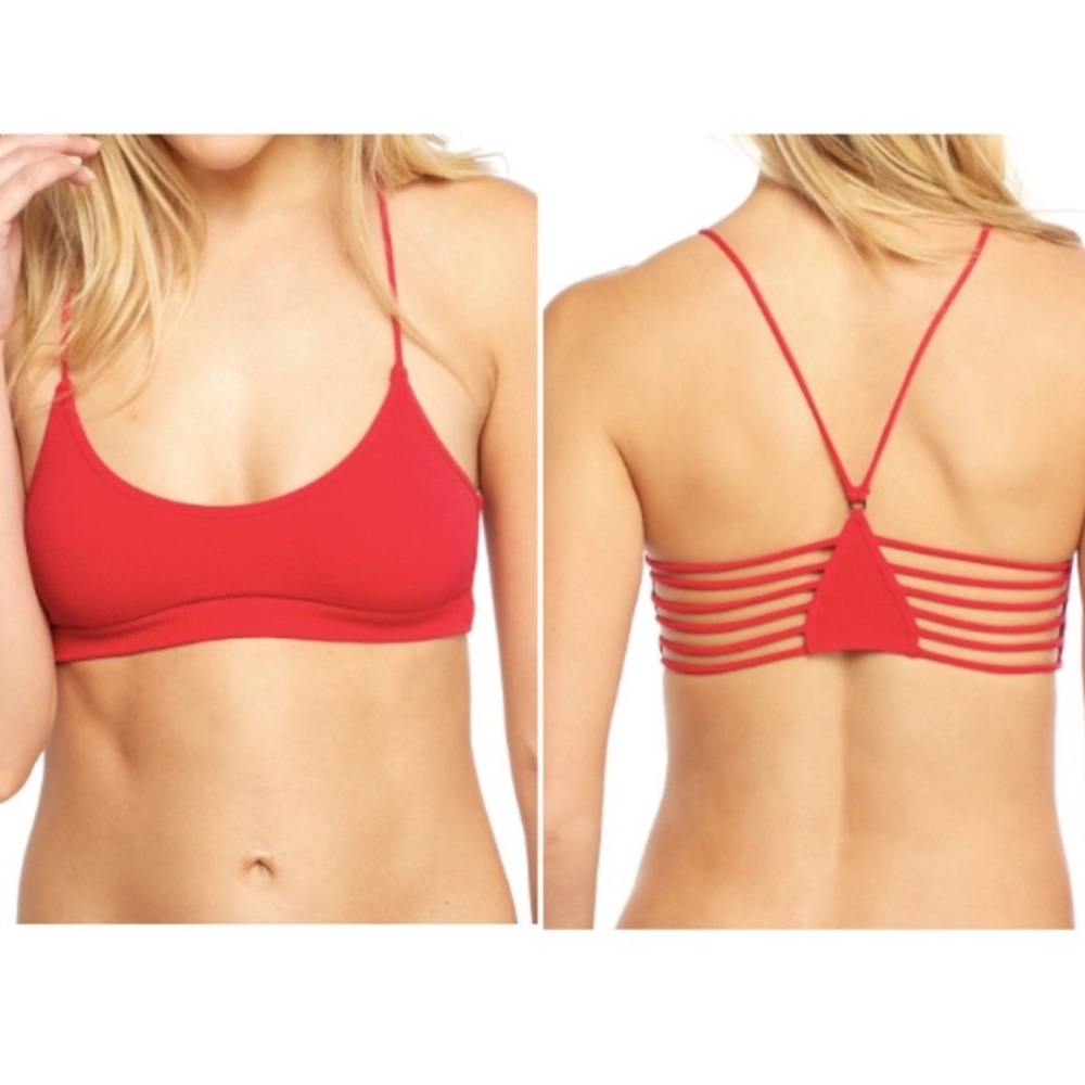 Free People Red Strappy Racerback Bralette